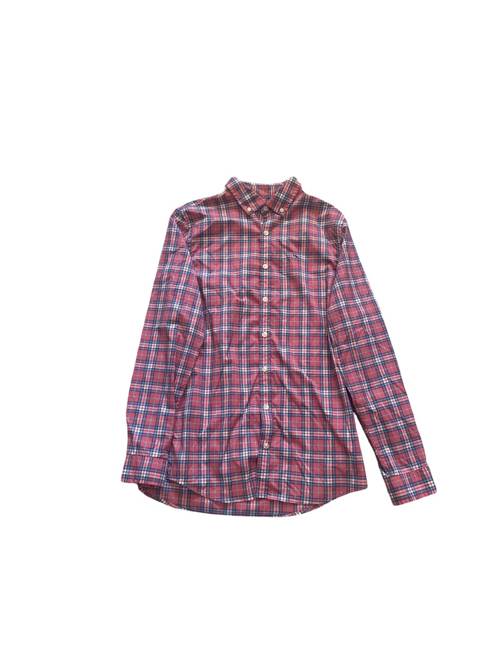 Vineyard Vines Boy’s Large Pinkish/Red Performance Plaid Button-Down Shirt